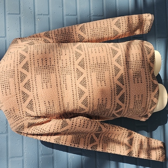 Carhartt Relaxed Fit Fleece Jacket Women's Size Xs0-2Warm Taupe Geo Aztec Snap - Picture 6 of 7